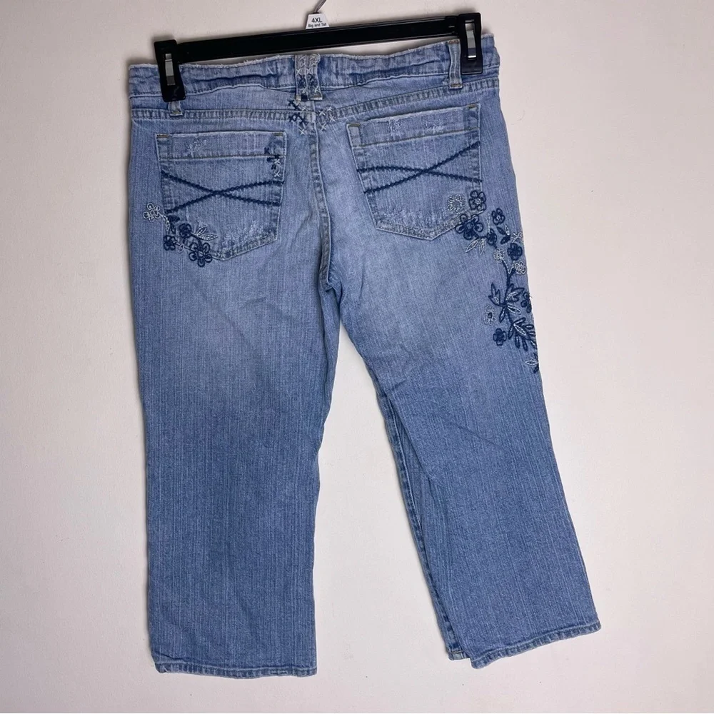 Vintage Y2K capris  Embroidered  size 5/6 boho gypsy cotton spandex blend floral - Picture 10 of 12